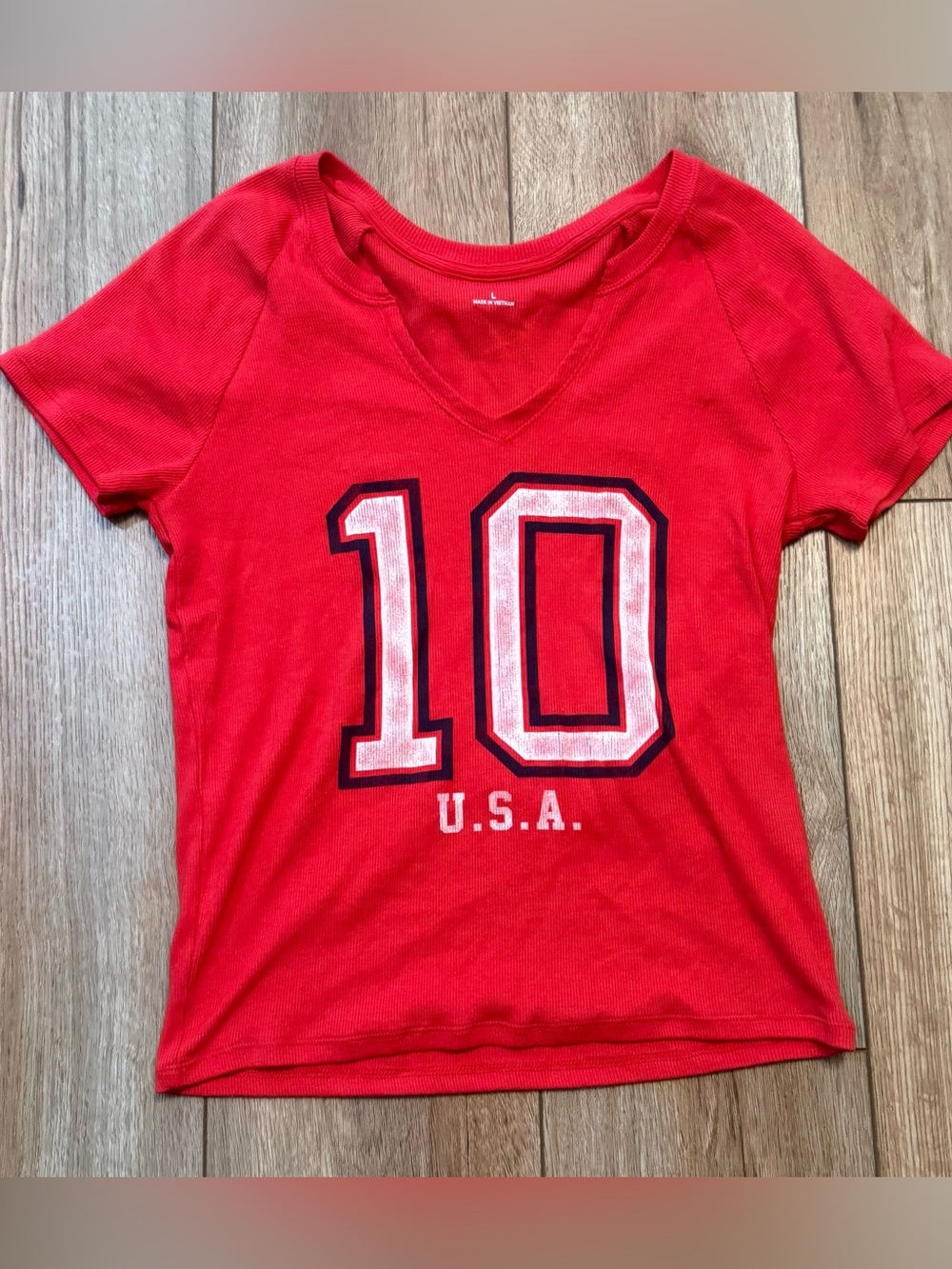 Hollister Red V-Neck '10' baby Graphic Tee